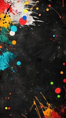 Poster - Vibrant hues of paint create an energetic and dynamic composition against a textured black backdrop, forming an abstract artwork with a sense of motion and artistic expression