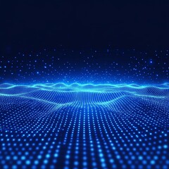 Aufkleber - Dynamic Blue Waves Create a Mesmerizing Visual Display With Glowing Dots Against a Dark Background in a Digital Landscape