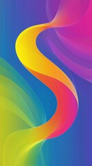 Poster - Smooth, flowing lines create a vibrant and dynamic abstract composition, resembling an s shape, with a spectrum of colors blending seamlessly