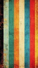 Poster - Vertical stripes in muted colors create a retro background featuring a grunge, textured appearance, ideal for enhancing vintage or nostalgic design projects and themes
