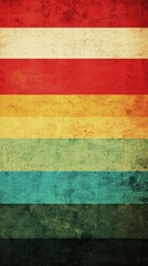 Poster - Horizontal stripes in various colors create a vibrant yet grunge background, showcasing a blend of color, texture, and vintage aesthetics, suitable for diverse design applications