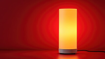 Wall Mural - Modern Soft Glow Table Lamp on Red Background for Cozy Decor