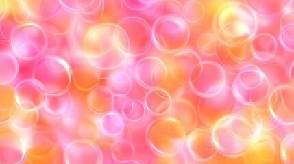 Poster - Overlapping translucent bubbles in vibrant pink and orange hues create a cheerful and dreamy backdrop, perfect for adding a touch of whimsy to any design
