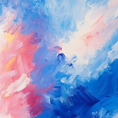 Poster - Abstract Painting With Vibrant Blue and Pink Hues Showcasing a Dynamic Blend of Colors and Textures in a Contemporary Art Style