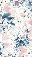Poster - Pink, blue and beige watercolor splashes creating an abstract pattern on white background, ideal for backgrounds, textures, and artistic projects