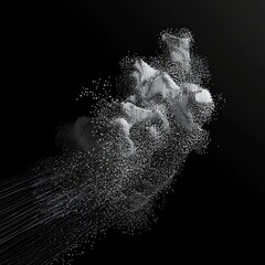 Poster - Dynamic Display of Particles Creating a Cloud-Like Formation on a Black Background During an Artistic Rendering Session