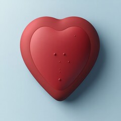 Poster - Red Heart Shaped Object on a Soft Blue Background Simulating a Playful and Artistic Design Element