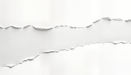 Poster - White paper with torn edges. Ripped paper fragments on transparent background. Abstract design with copy space. Suitable for various creative projects. Versatile image for design, branding,