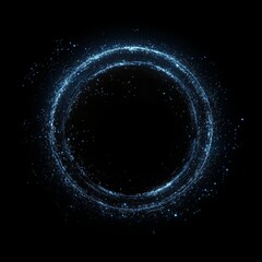 Poster - Vibrant Blue Circular Light Formation Against a Black Background Showcasing Dynamic Patterns and Shimmering Particles