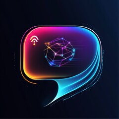 Aufkleber - Creative Digital Design Showcasing a Futuristic Chat Bubble With Vibrant Colors and a Wireless Signal Symbol