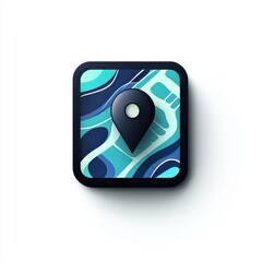 Aufkleber - Modern Map Marker Design Showcasing Vibrant Colors and Abstract Shapes, Perfect for Digital Applications Related to Navigation or Location Services