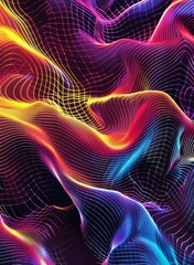 Fototapete - Colorful particles flowing and forming abstract waves background