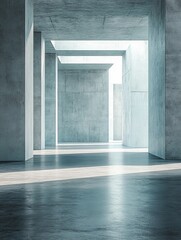 Poster - Modern Architectural Interior With Concrete Walls and Natural Light in a Spacious Setting During Daytime