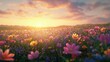 © kaiserseeing - Vibrant Sunrise Over a Blooming Flower Field with Soft Light