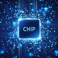 Aufkleber - Visual Representation of a Computer Chip Surrounded by Glowing Circuitry and Connections in a Futuristic Digital Environment