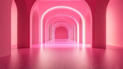 Poster - Stylish pink runway with soft lighting, clean design, and plenty of space for creative text additions or branding.