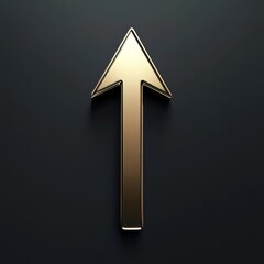 Poster - Gold Arrow Pointing Upward Against a Dark Background Representing Progress and Direction in a Minimalist Design