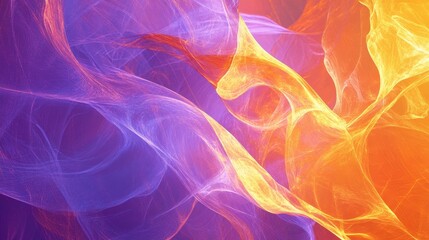 Poster - Vibrant Abstract Composition With Swirling Orange and Purple Waves Displaying Dynamic Movement and Fluidity