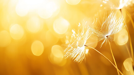 Poster - Dandelion seeds catching sunlight in a golden field during a peaceful afternoon