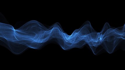 Poster - Intricate Blue Wave Patterns Create a Mesmerizing Visual Effect, Showcasing Dynamic Movement on a Black Background
