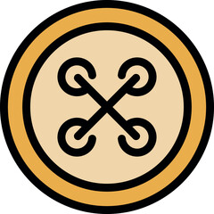 Poster - classic round beige button with four holes arranged in a cross shape, essential for fastening clothe