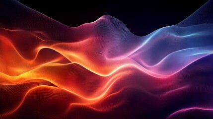 Aufkleber - Vibrant Abstract Waves in Shades of Orange and Blue Create a Captivating Visual Experience Resembling Flowing Light and Energy