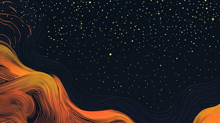 Aufkleber - Colorful Swirling Lines Against a Dark Starry Background Create a Stunning Visual of Cosmic Beauty and Artistic Expression at Night
