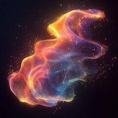 Poster - Colorful Glowing Waves of Light Create a Mesmerizing Digital Art Piece, Showcasing Fluid Motion and Vibrant Hues in a Dark Background