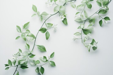 Wall Mural - Jasmine flower on white background, top view, high contrast, isolated object, product showcase