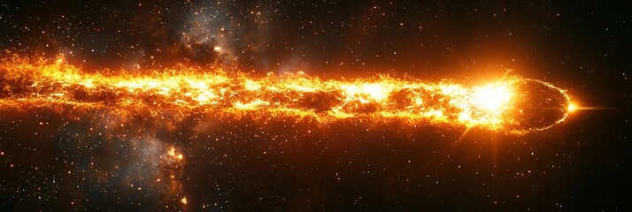 Aufkleber - Fiery cosmic trail blazing across dark expanse of space