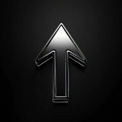 Poster - Stylized Metallic Arrow Pointing Upwards Against a Black Background, Emphasizing Direction and Movement in Digital Design