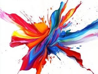 Poster - Colorful Paint Splash Creating an Abstract Design on a White Canvas During a Contemporary Art Event