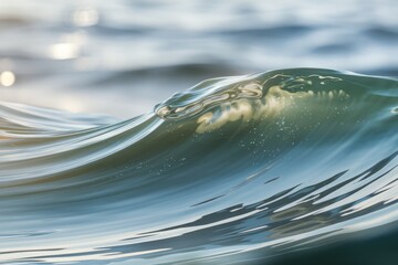 Poster - Close-up of a translucent ocean wave, showcasing its texture and light reflections.