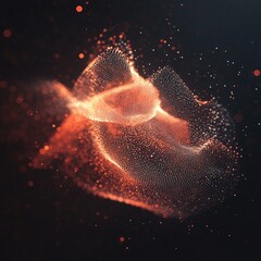 Poster - Digital Particles Forming Abstract Shapes With Glowing Edges in a Dark Background Showcasing Intricate Designs and Dynamic Movement