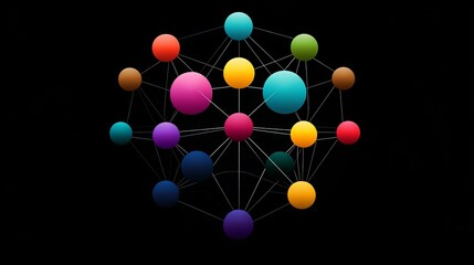 Aufkleber - Colorful Abstract Network of Spheres Representing Connections Between Different Elements in a Creative and Dynamic Manner