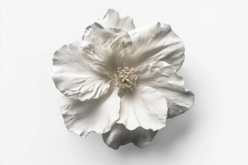 Wall Mural - Rose of Sharon, isolated top view, white background, high contrast, botanical illustration