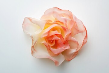 Wall Mural - Single rose on white background, top view, high contrast, isolated object, product showcase