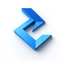 Poster - 3D Blue Geometric Shape With Sharp Angles and Clean Lines Representing Modern Design and Creativity