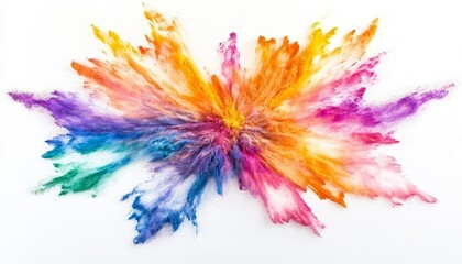 Poster - Colorful Explosion of Powdered Pigments Creating a Vibrant Abstract Design on a White Background Reflecting Artistic Expression and Creativity