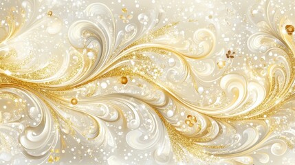 Poster - A swirling design featuring elegant golden patterns and soft white hues, creating a luxurious and artistic appearance.