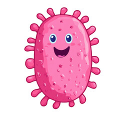 Wall Mural - Cute cartoon virus or bacteria with a friendly face, balancing education and humor. PNG transparent background.