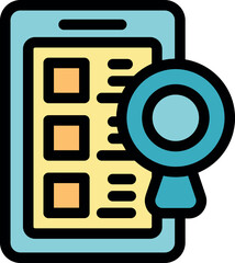 Poster - Magnifying glass hovering over smartphone displaying checklist, ensuring accuracy and thoroughness
