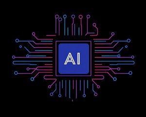 Aufkleber - Innovative Artificial Intelligence Concept With Digital Circuitry Design on a Dark Background Emphasizing Technology and Future Advancements