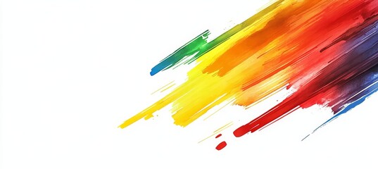 Poster - Vibrant Color Brushstrokes Blend in Artistic Display Showcasing a Dynamic Fusion of Hues and Textures Across a Blank Canvas
