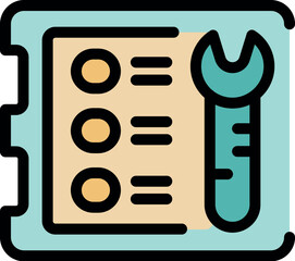 Poster - Clipboard with checklist and wrench symbolizing technical support, maintenance tasks, and troubleshooting