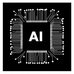 Aufkleber - Circuit Board Design Featuring AI Technology With Intricate Connections Illustrating Modern Advancements in Artificial Intelligence