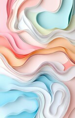 Aufkleber - Colorful Layers of Textured Paper Create an Artistic Composition Showcasing Soft Pastels and Intricate Curves in a Vibrant Display