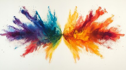 Poster - Colorful Explosion of Powder Paints Blending in a Vibrant Display of Artistic Creativity in a Studio Setting