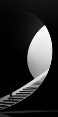 Wall Mural - minimal futuristic staircase leading to light in abstract architectural space