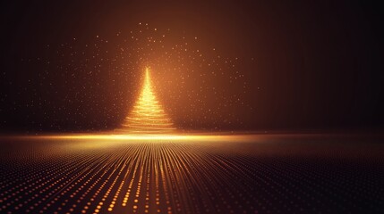 Poster - Bright Golden Light Creating a Pyramid Shape on a Dark Surface With a Sense of Depth and Mystery During a Quiet Evening Ambiance